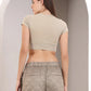 Beige Crop Tee