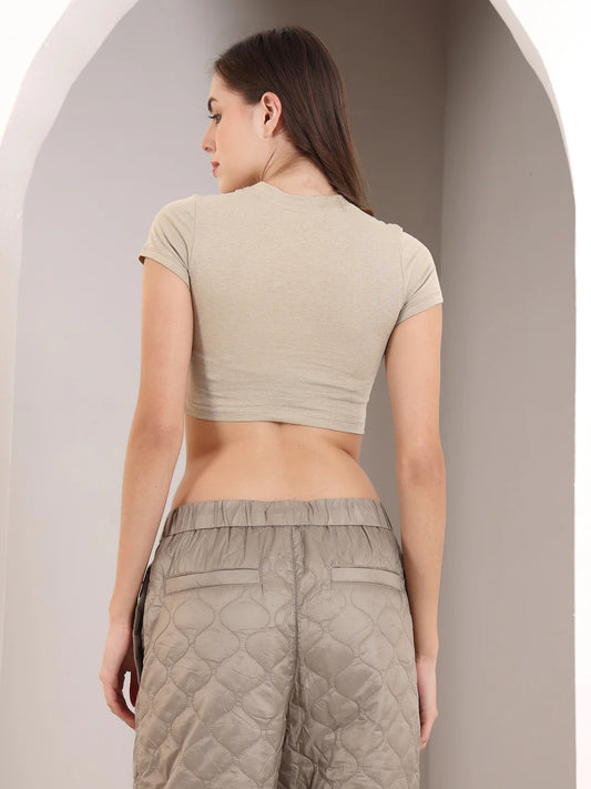 Beige Crop Tee