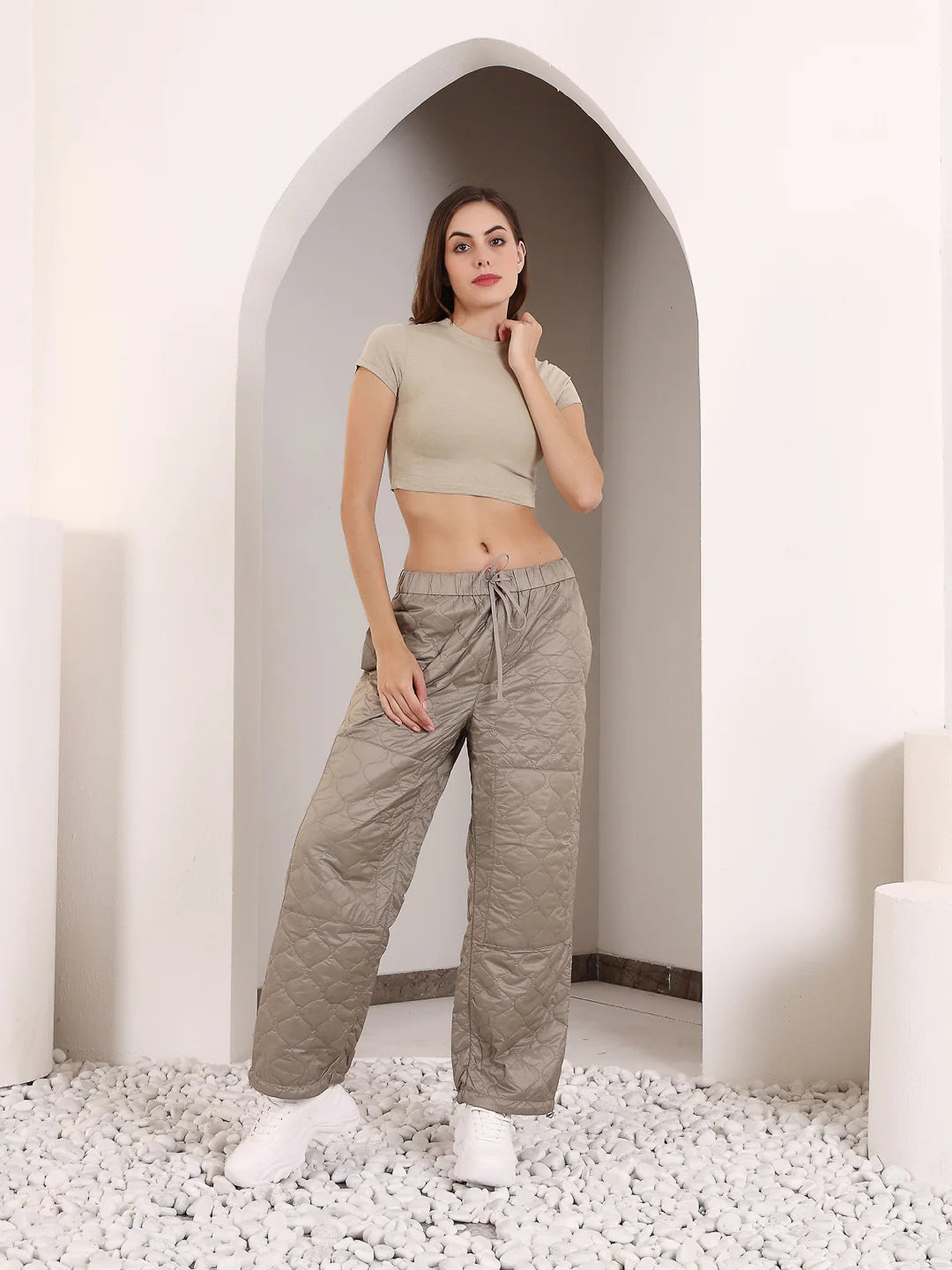 Beige Crop Tee