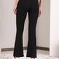 Black Rib Drawstring Flare Pants