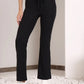 Black Rib Drawstring Flare Pants