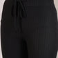 Black Rib Drawstring Flare Pants
