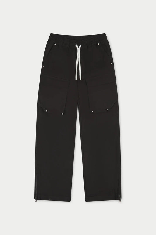Black Ripstop Twill Straight Cargos