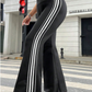 Black Stripe Flare Plus Size Legging