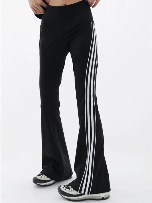 Black Stripe Flare Leggings