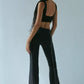 Black Piped Flare Pant