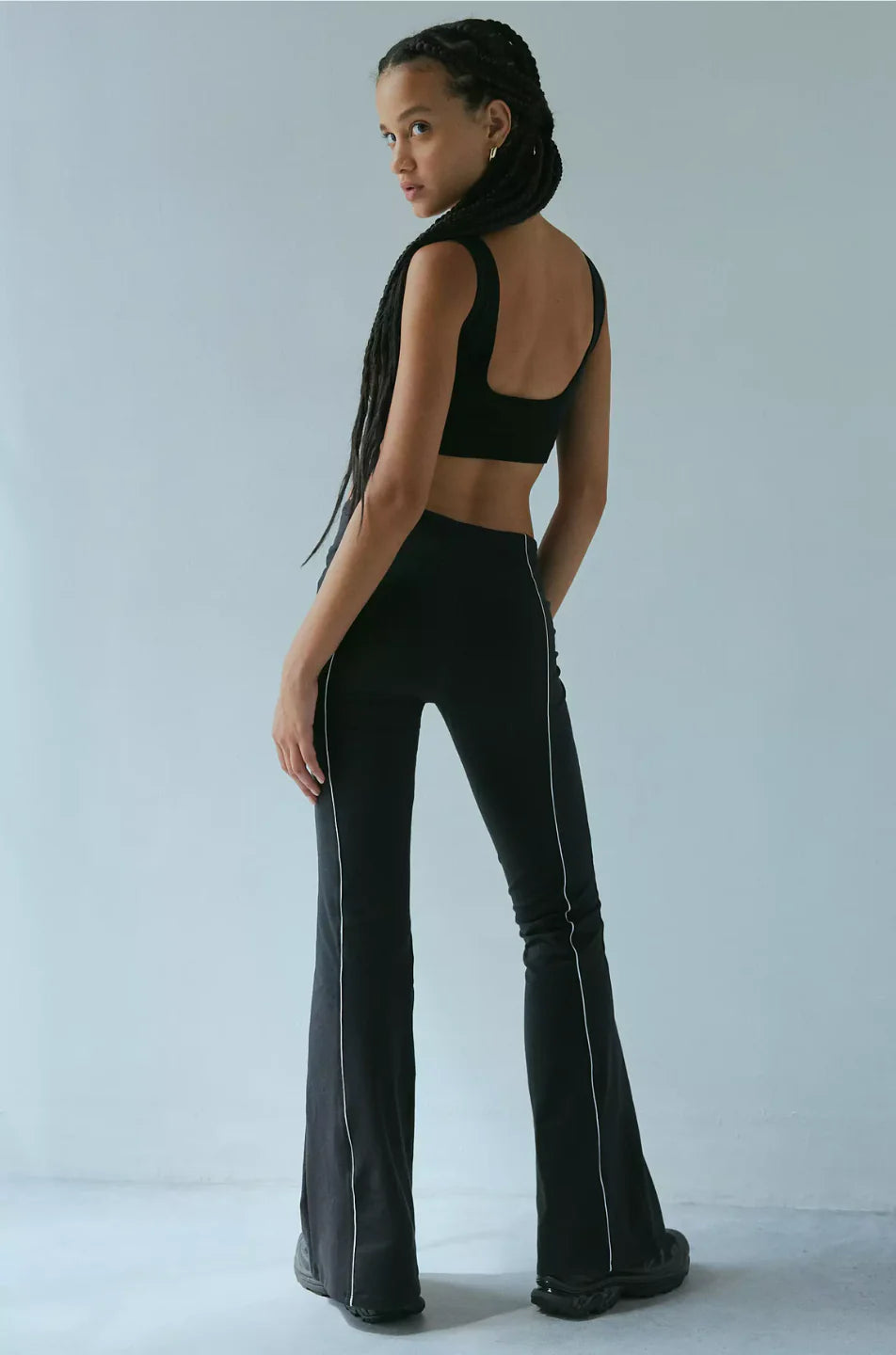 Black Piped Flare Pant