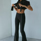 Black Piped Flare Pant