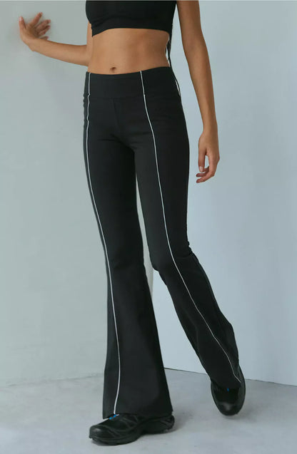 Black Piped Flare Pant
