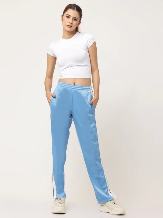 Blue Side tape straight fit track pants