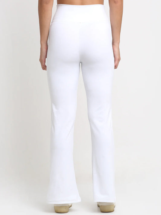 White High waist front slit yoga pants